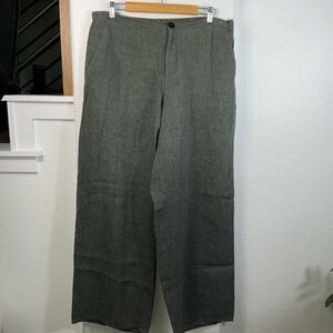 FLAX Gray linen wide leg pants